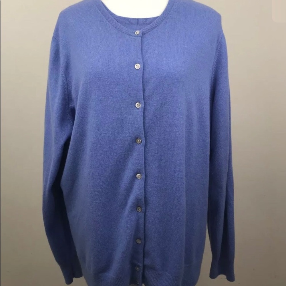 Lands End Blue 100% Cashmere Sweater Set